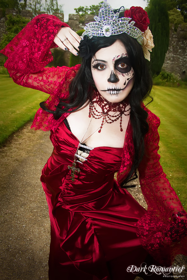 Female model photo shoot of Deadly D0ll by Dark Romantics  in Thornberry Castle, makeup by Alice Bizarre