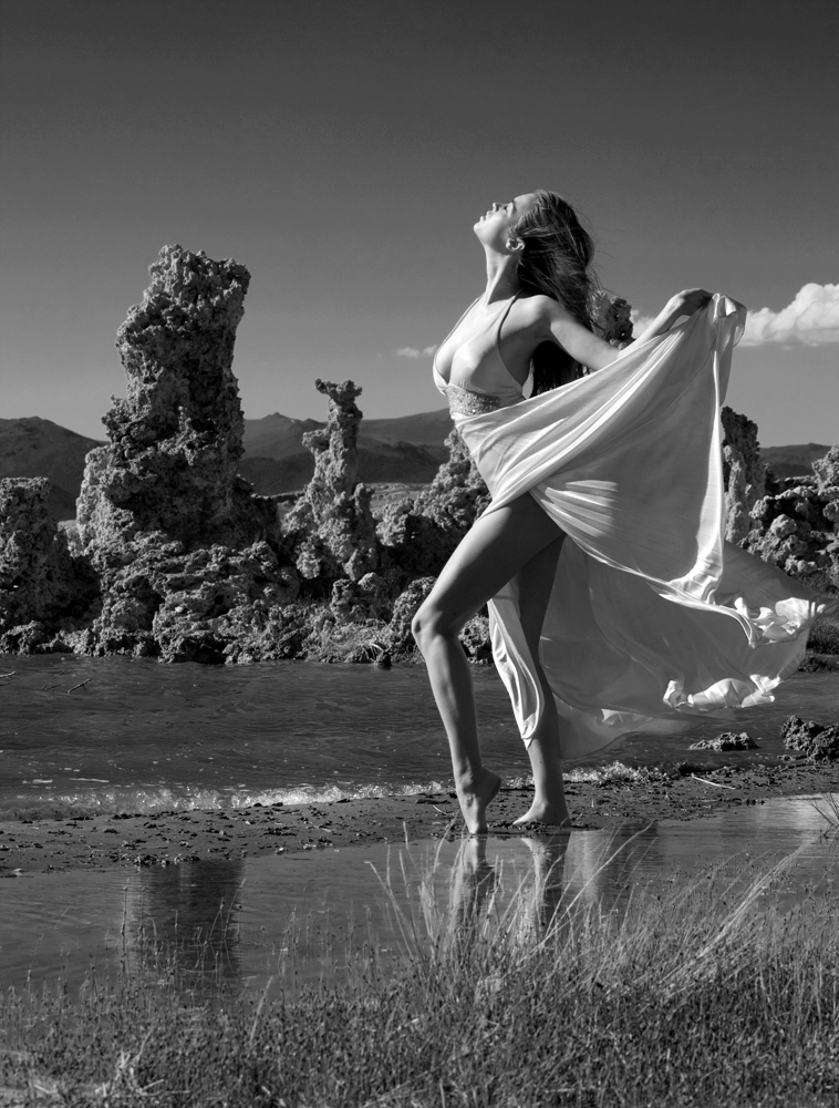 Female model photo shoot of She Shoots Herself in Mono Lake