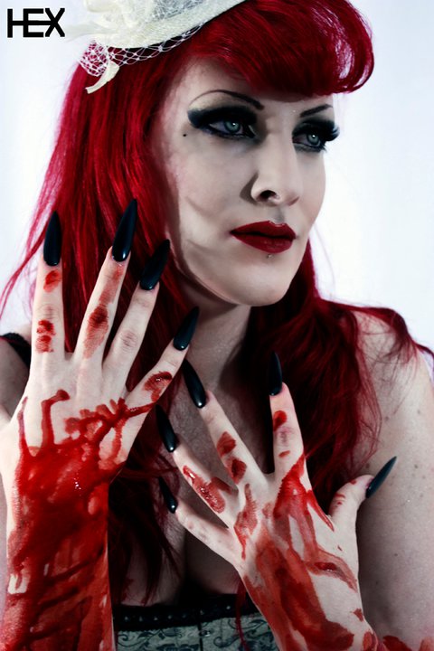 Female model photo shoot of Miss Von Darling by Hex Photography in Home Studio, makeup by CircaVintageDoll MUA