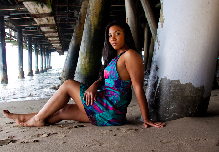 Female model photo shoot of Elizabeth Terry in Santa Monica Pier, CA
