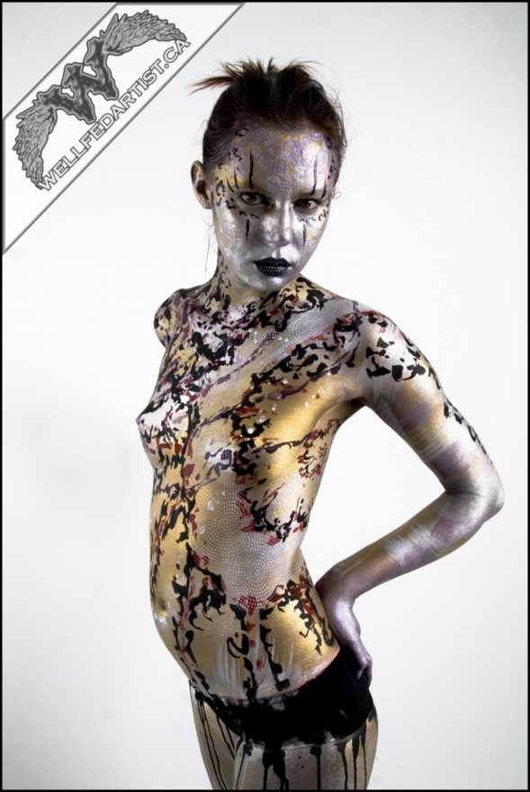 Male and Female model photo shoot of Wellfedartist Bodypaint and D4Di in Ottawa, ON, Canada