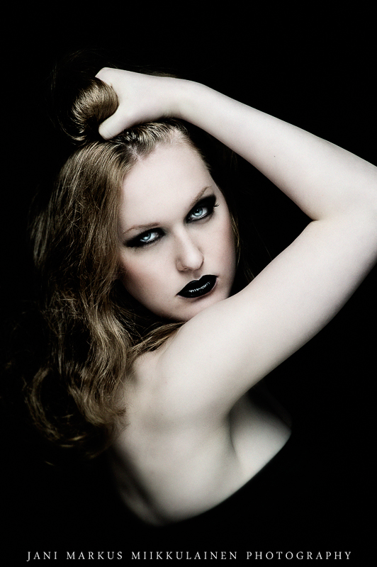 Female model photo shoot of larual by spencerdeath in Helsinki, makeup by Satu Huikko