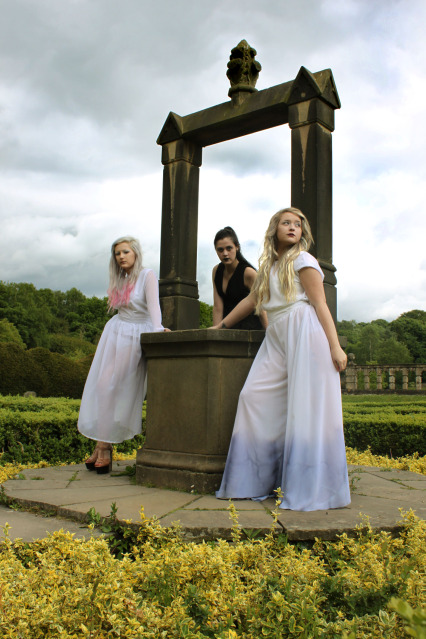 Female model photo shoot of Sarah Louise Nuttall and Natasha_Doughty in Newstead Abbey, makeup by Natalie Fox MUA