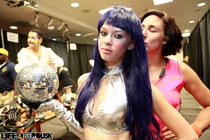 Female model photo shoot of AquaTheGogo in Backstage at EDC Vegas 2011