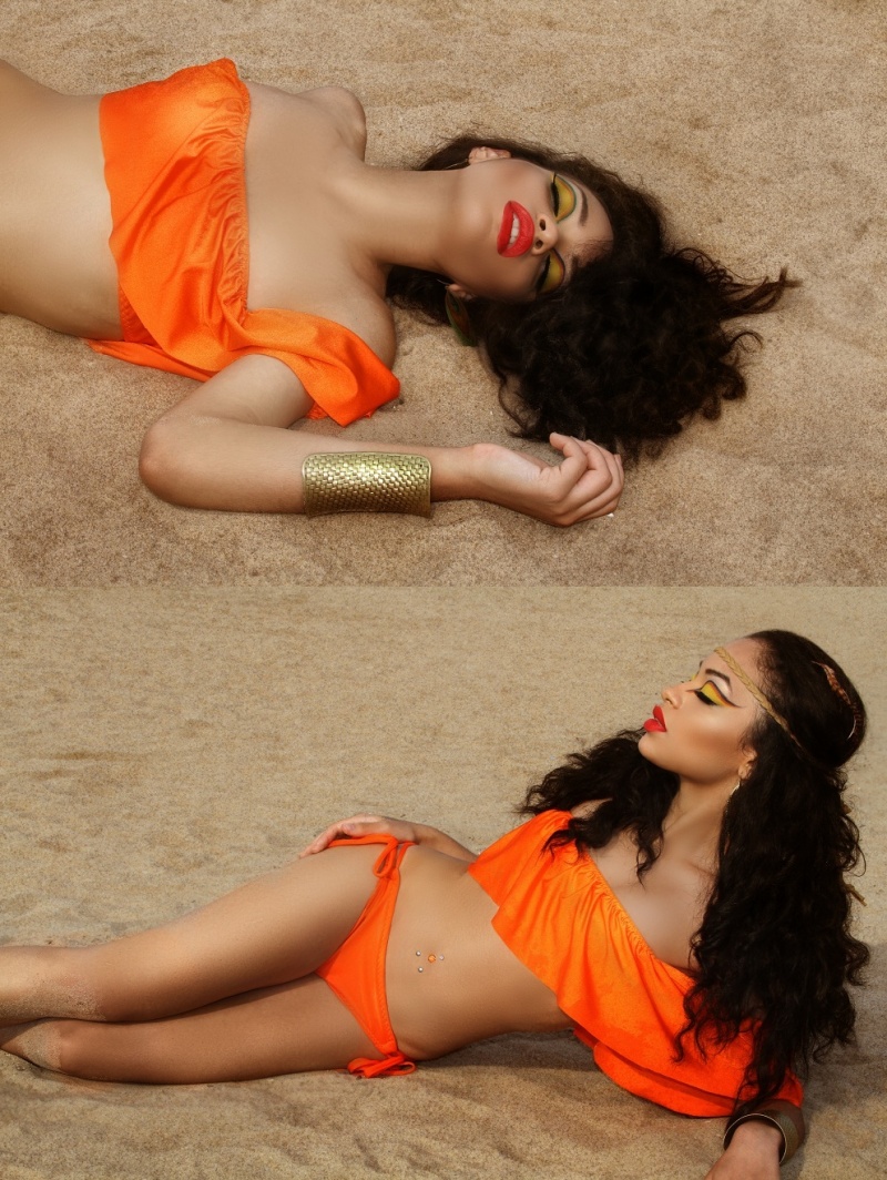 Female model photo shoot of  Bina Studios in Coney Island Beach, makeup by KRISTINE RANGEL