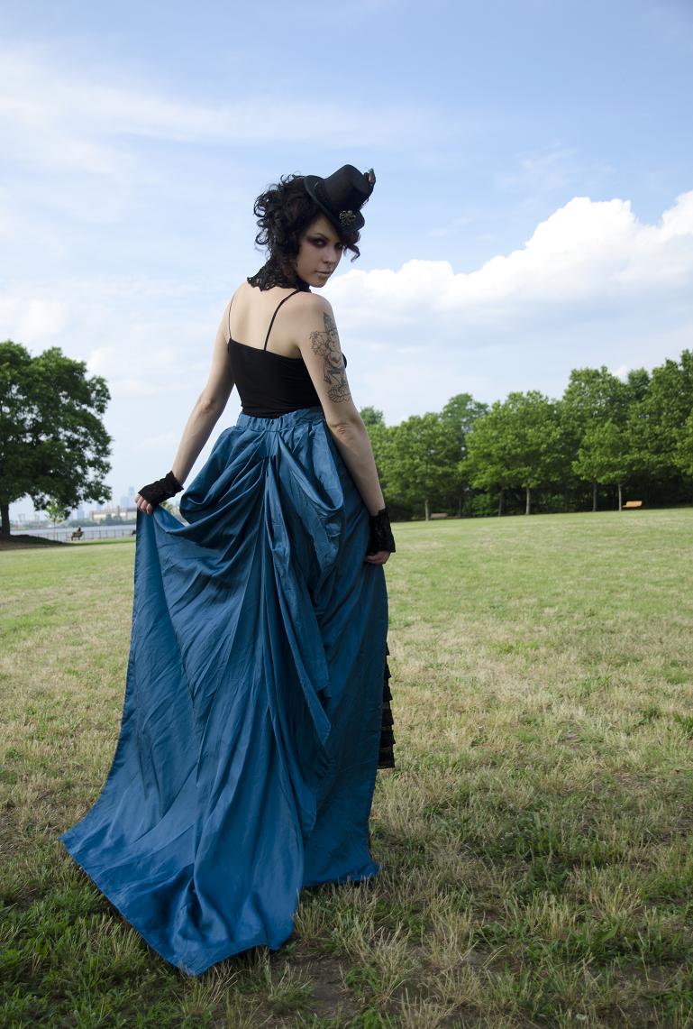 Female model photo shoot of Blooms in the Night and Manda Chaos in Red Bank Battlefield, makeup by Zarah Arlene, clothing designed by Karen von Oppen