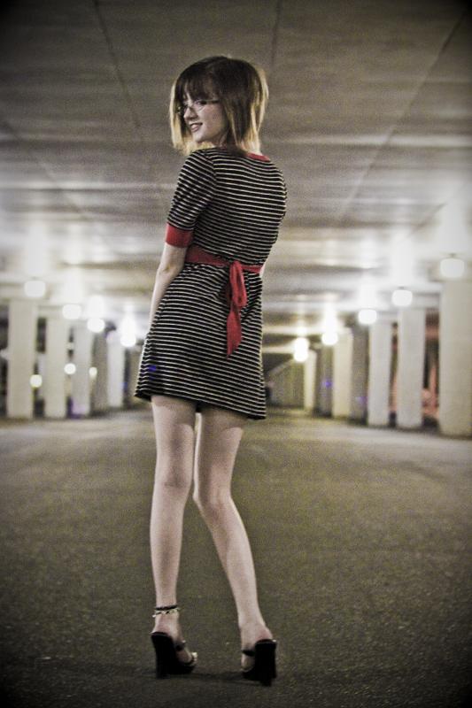 Female model photo shoot of Silica Carbon by Joe Wow Photos in clawson parking garage