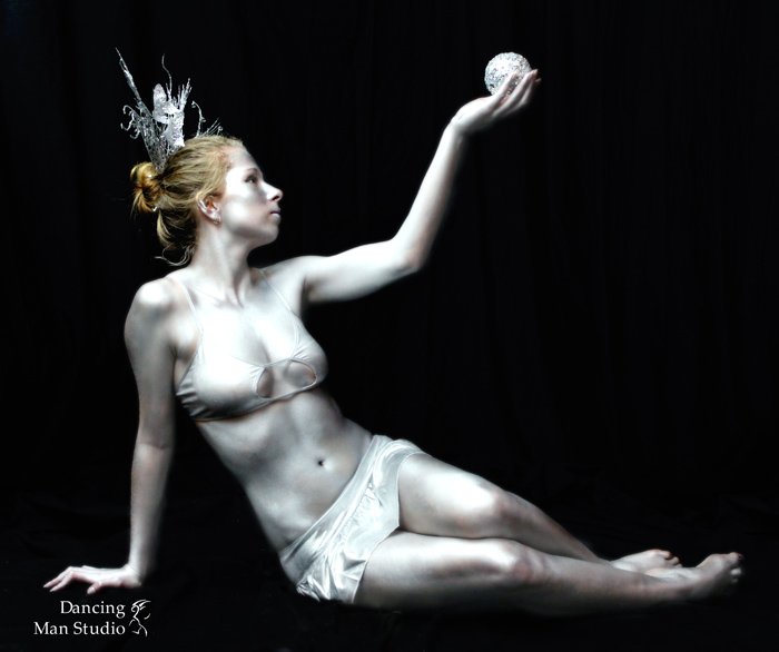 Female model photo shoot of Dancing Man Studio, body painted by Pigment Pie and Angela Von Huber
