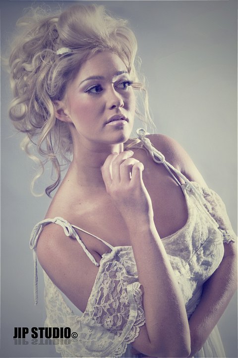 Female model photo shoot of katie  hair and mua