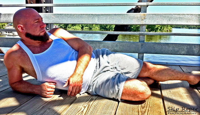 Male model photo shoot of Joss Adams in Mississippi River, MN
