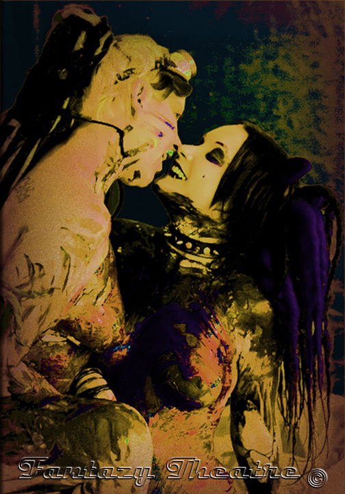 Male and Female model photo shoot of Fantazy Theatre, Morticia Enslavement and -Reign-