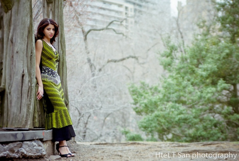Female model photo shoot of Jennifer Peralta by Htsan in Central Park, makeup by TEJA Collective