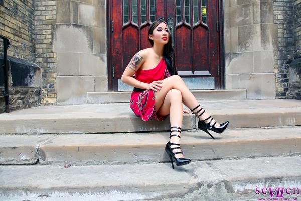 Female model photo shoot of Siren_Thorn by The Eye Of Deron Dubois in outside a Toronto church