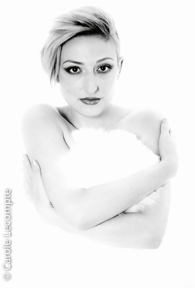 Female model photo shoot of Carole Lecompte in My Studio, makeup by MontrealMakeupArtist