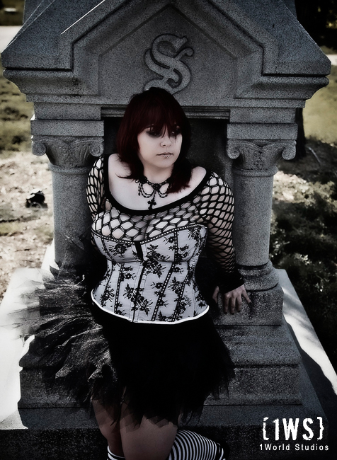 Female model photo shoot of Miss Jessi by 1World Studios and Nicole Marcelli  in Riverside Cemetery