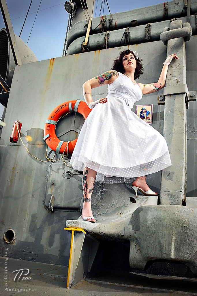 Female model photo shoot of Frenchie Orleans by Tim Prendergast in USS John Brown