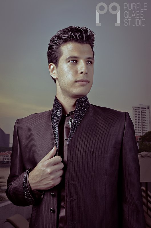 Male model photo shoot of Purple Glass in Fullerton Singapore