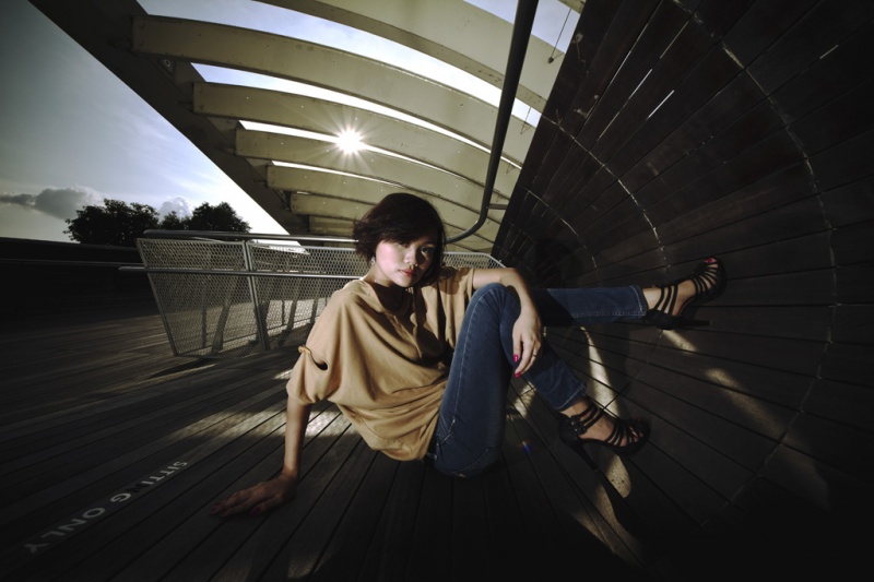 Male and Female model photo shoot of Vince W and tiffany lim in Henderson Waves Bridge, Singapore