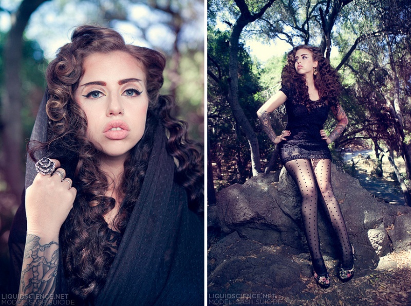 Female model photo shoot of Sash Suicide by Liquid Science in malibu woods, hair styled by YourClassyDo