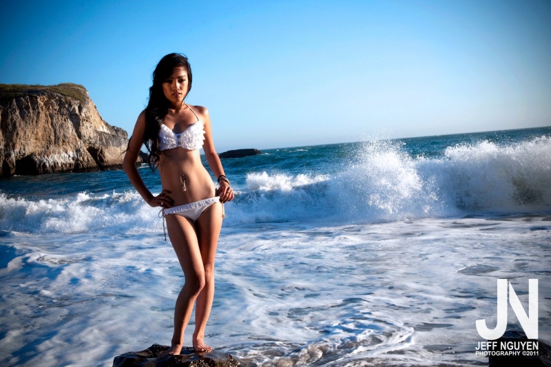 Female model photo shoot of Christie Tee in beach !