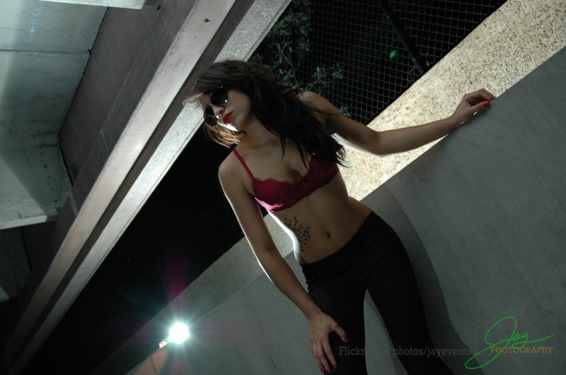 Male and Female model photo shoot of Jaze Productions and Jessika T in Parking deck