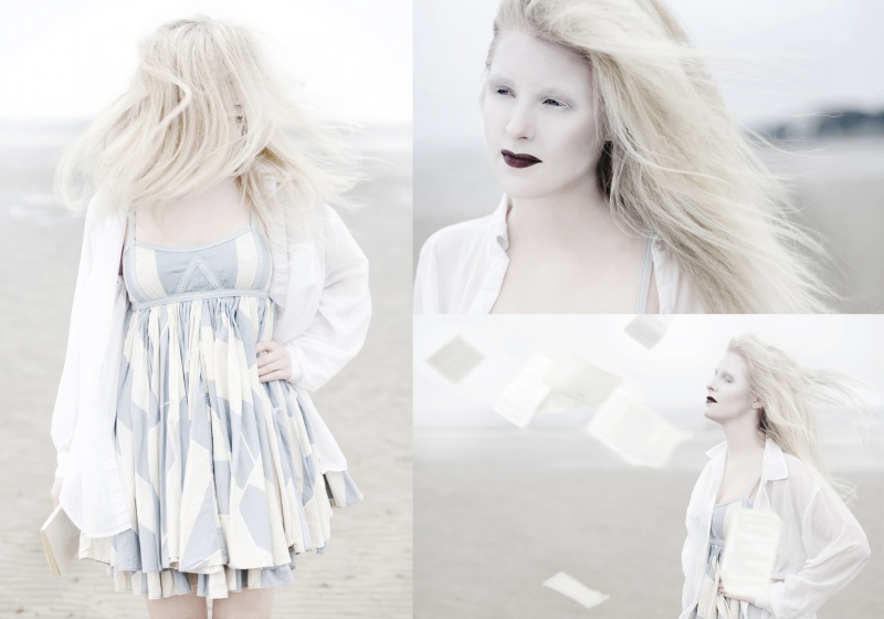 Female model photo shoot of Maiken Woll Eide in Sandymount Beach, Dublin, makeup by Ciara Make-Up