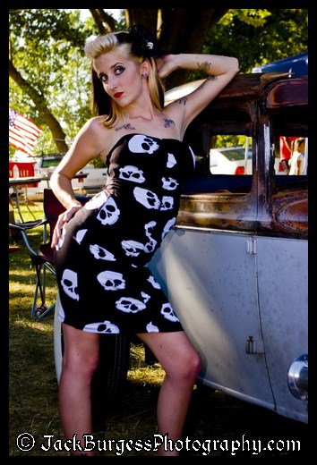 Female model photo shoot of Lindsay Crain by Crazy Chicken in Midnight Mass Car Show
