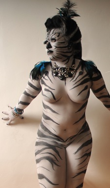 Female model photo shoot of KATRICE CLERMONT in Brooklyn, NY, makeup by Vicki Starr, body painted by STARR TREATMENT NYC