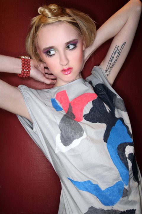 Female model photo shoot of Shelby Jeffries in Cincinnati Fashion Week 2011, makeup by Sarah Cormier