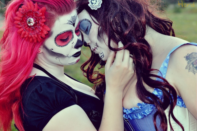 Female model photo shoot of Dead Dolly MUA, DeadDollyX and Lady Hellsing by Hzrd Photography, makeup by Dead Dolly MUA