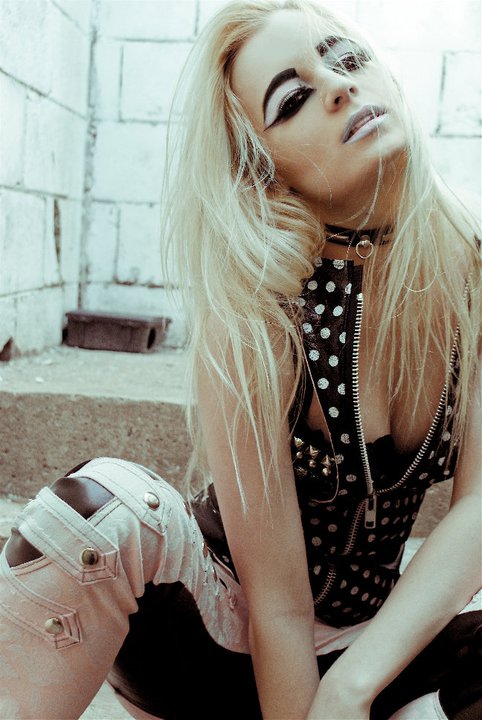 Female model photo shoot of Karolina Le Fay and kassandra love, clothing designed by Toxic Vision Clothing