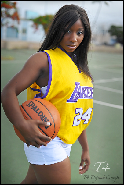 Female model photo shoot of CeCe Gonzalez in basketball court