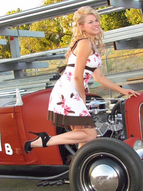 Female model photo shoot of Lady Lori  in Sacramento car show