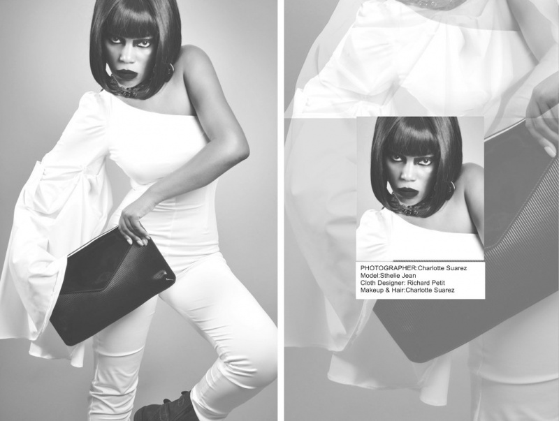 Female model photo shoot of Sthelie  PierreLouis by CHARLOTTE SUAREZ, clothing designed by Papillon Dezign
