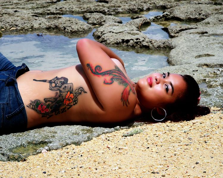Female model photo shoot of Bansai Bell by Nathan Hill in Nirai Beach?