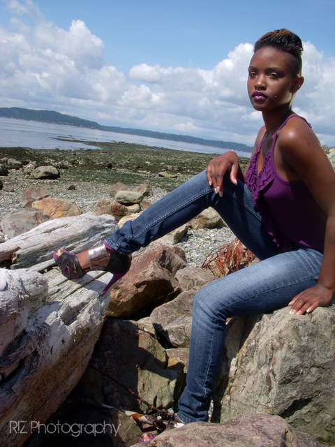 Female model photo shoot of Kamau Xena by RIZ Photography in Alki Beach