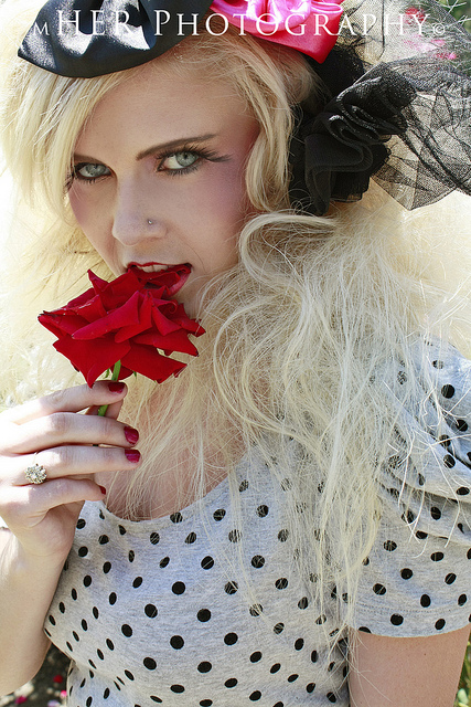 Female model photo shoot of JAS in Capital rose garden