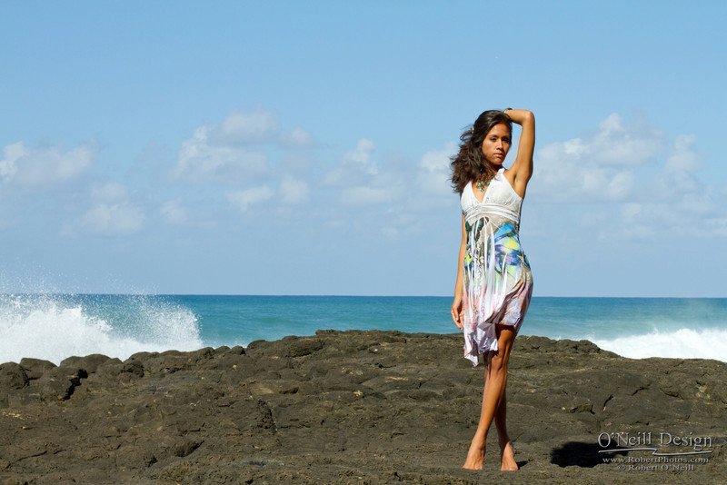 Female model photo shoot of _Chenoa_ by RobertPhotos in Secret Beach, Kauai, Hawaii