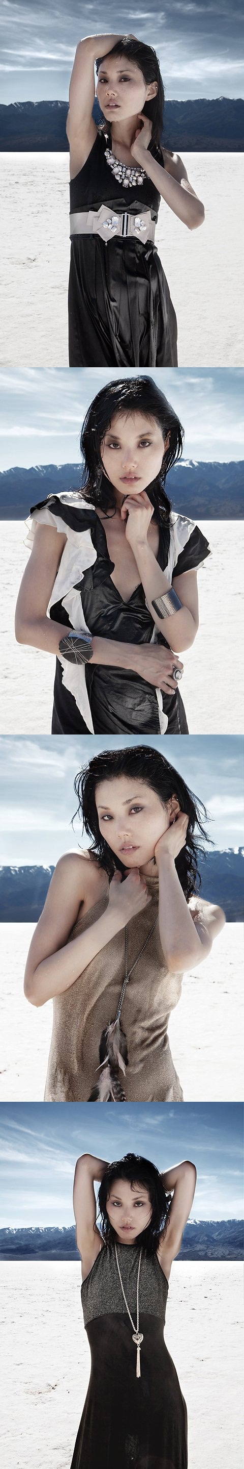 Female model photo shoot of Courtney Juarez  and Eriko_Y by Niccolo Chimenti PH in Death Valley Dry Salt Lake Beds, wardrobe styled by Courtney Juarez 