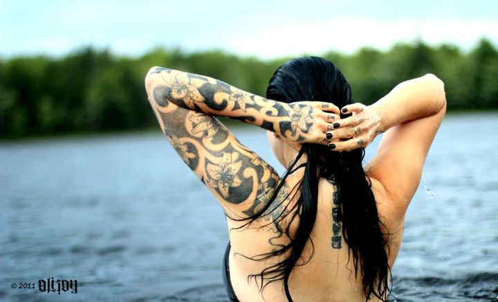 Female model photo shoot of RaivenHair in elderbank at browns lake