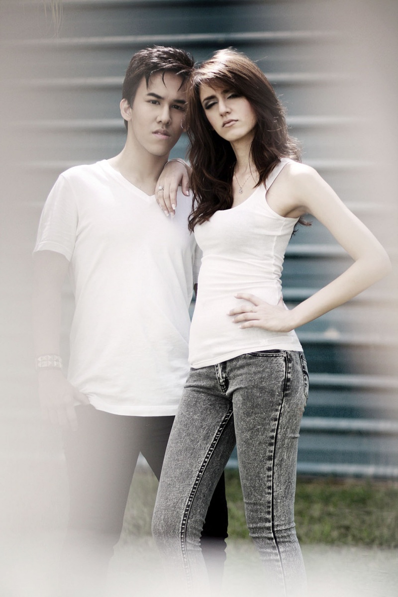 Male and Female model photo shoot of Bill Lopezz and Arveen  by Shirley U in Construction Site, makeup by Dorothy Goh