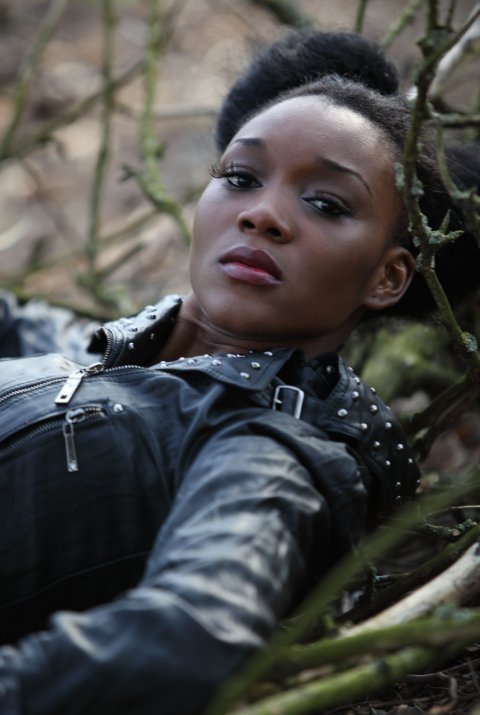 Female model photo shoot of Cecile Helen Luboko in the wood