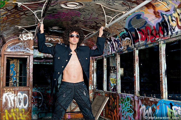 Male model photo shoot of Chris Tselepi in Abandoned Tram Sheds in Glebe, Sydney, Australia
