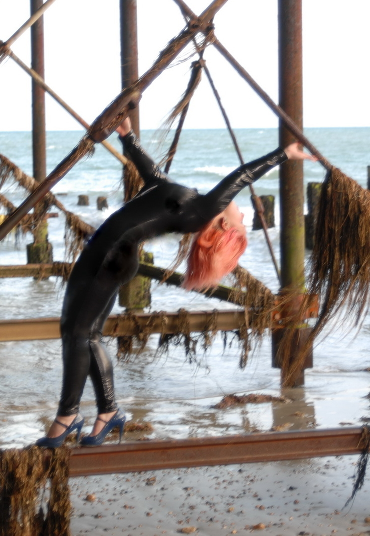 Female model photo shoot of OpheliaHart in Bognor Regis Pier
