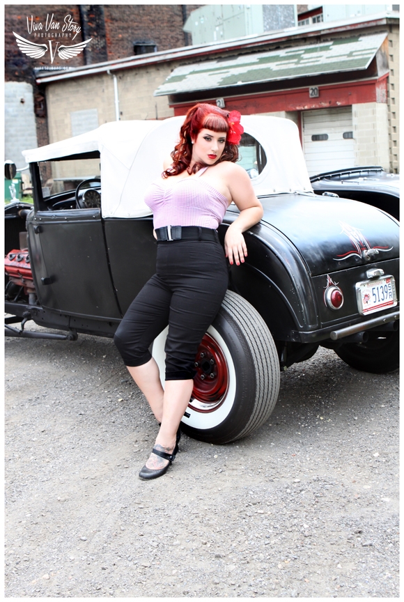 Female model photo shoot of Shannon OLovely in Gasket Goons Garage
