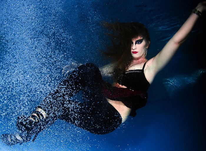 Female model photo shoot of Kit Kat Makeup Design and Jen T by Leigh Dunne Underwater