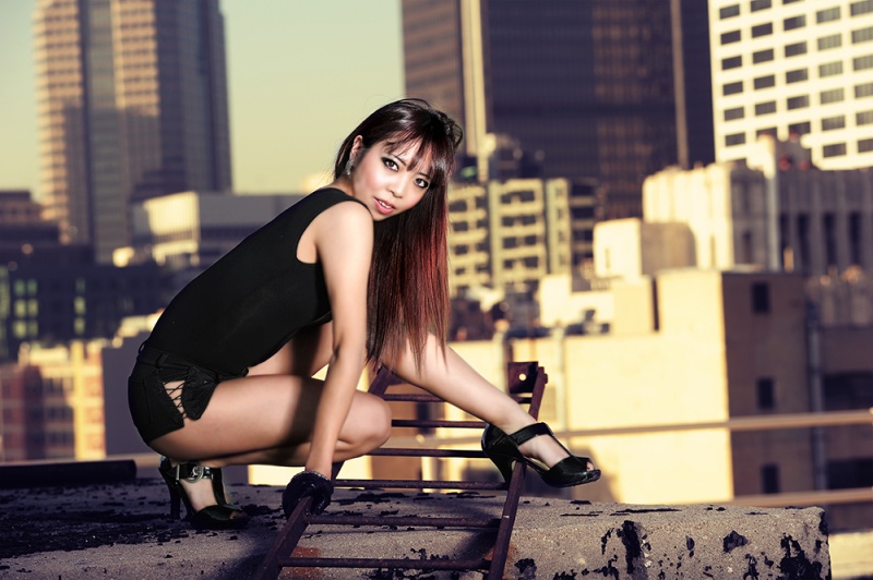 Female model photo shoot of Mimi Saruwatari by TKB Photography in Downtown LA