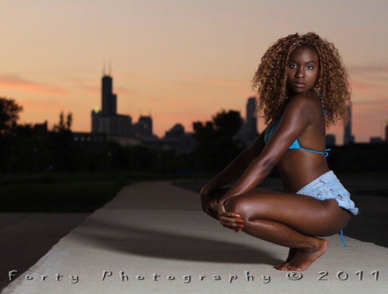 Male and Female model photo shoot of Forty Photography and jessicademus in Chicago Lakefront