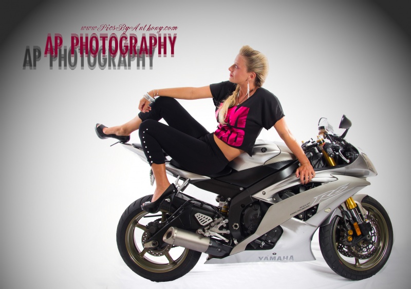 Male model photo shoot of www PicsByAnthony com in In Studio Shoot- Brought the bike in side the house lol