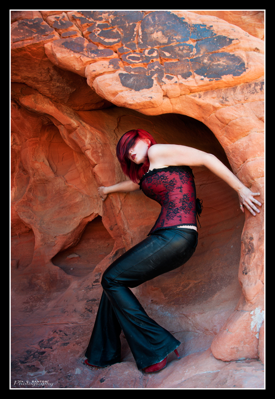 Female model photo shoot of A C Santos in Valley of Fire, NV